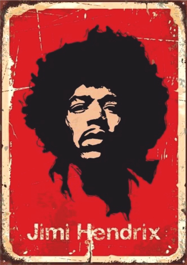 Jimi Hendrix Silüet Temalı Ahşap Retro Poster Tablo - Image 1