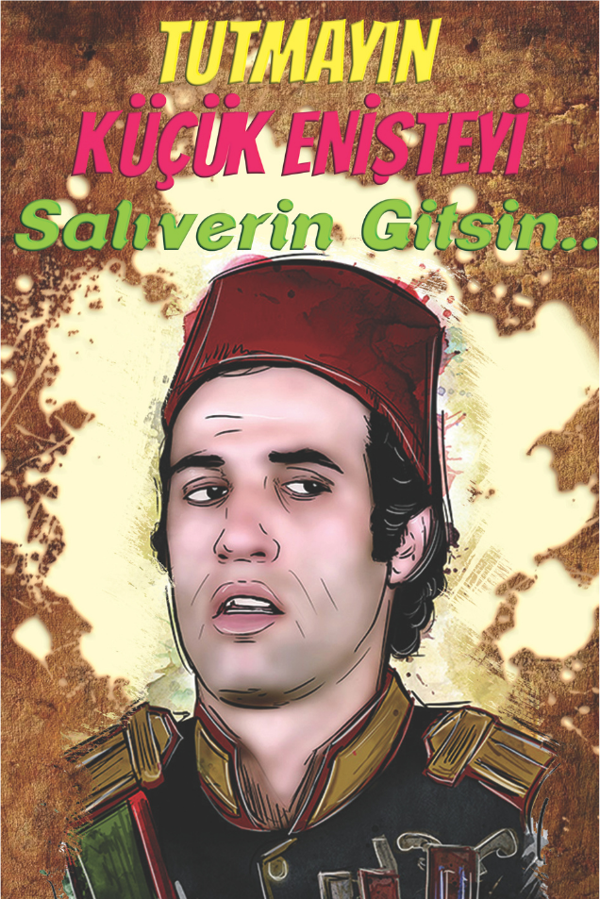 Küçük Enişte Replikli Retro Ahşap Tablo – Tutmayın Salıverin Gitsin Mizah Tasarımı - Image 1