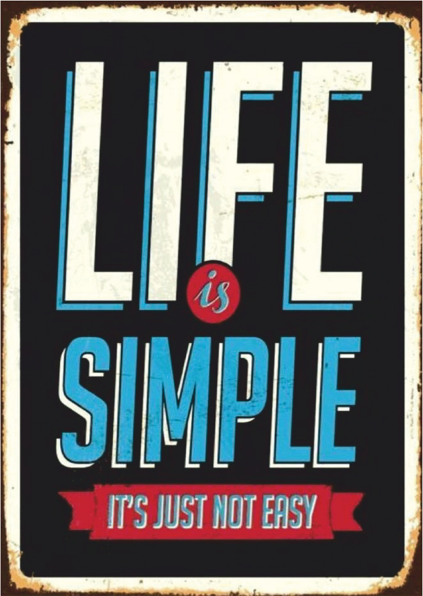Life Is Simple Yazılı Tipografi Temalı Ahşap Retro Poster Tablo - Image 1
