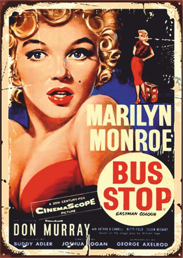 Marilyn Monroe Bus Stop Film Afişi Temalı Ahşap Retro Poster Tablo - Image 1