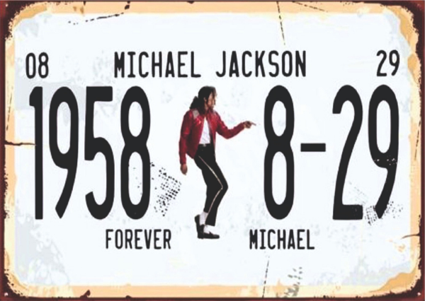 Michael Jackson 1958-08-29 Tarihli Ahşap Retro Plaka Poster Tablo - Image 1