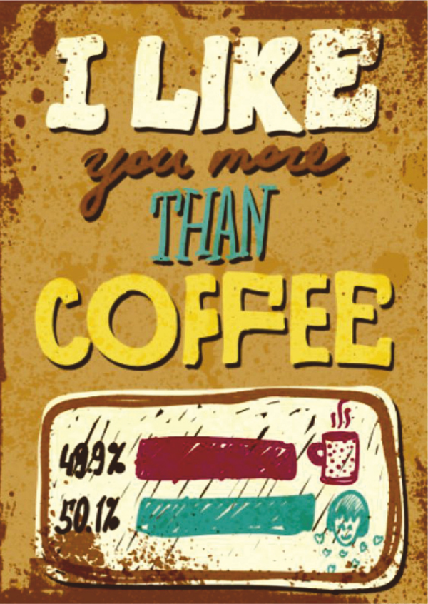 I Like You More Than Coffee Yazılı Espirili Ahşap Retro Poster Tablo - Image 1