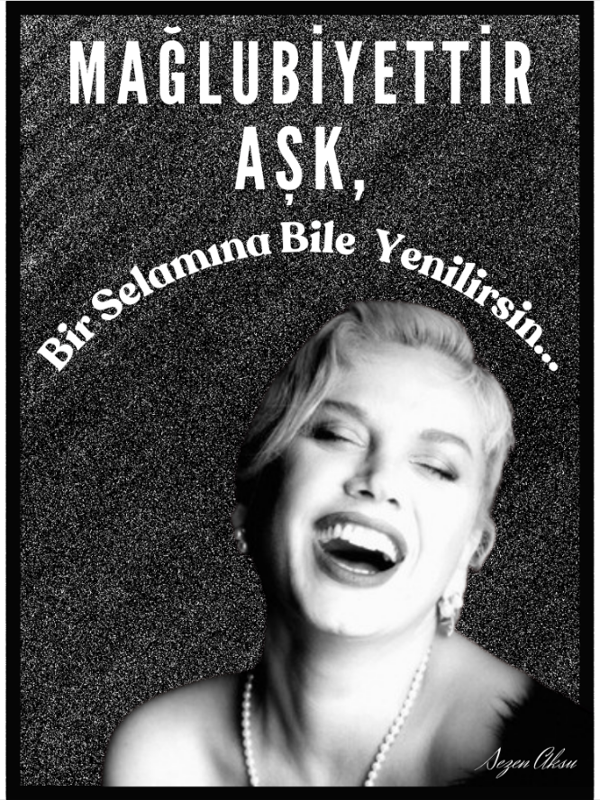 Mağlubiyettir Aşk Yazılı Siyah-Beyaz Ahşap Retro Poster Tablo - Image 1