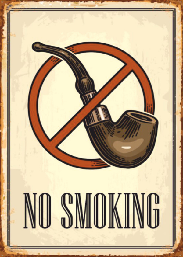 No Smoking Pipo İllüstrasyonlu Retro Stil Ahşap Yasaklı Poster Tablo - Image 1