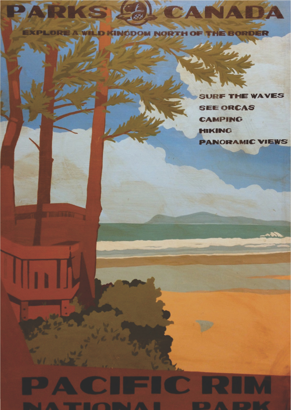 Pacific Rim National Park Retro Poster | Ahşap Duvar Tablosu - Image 1