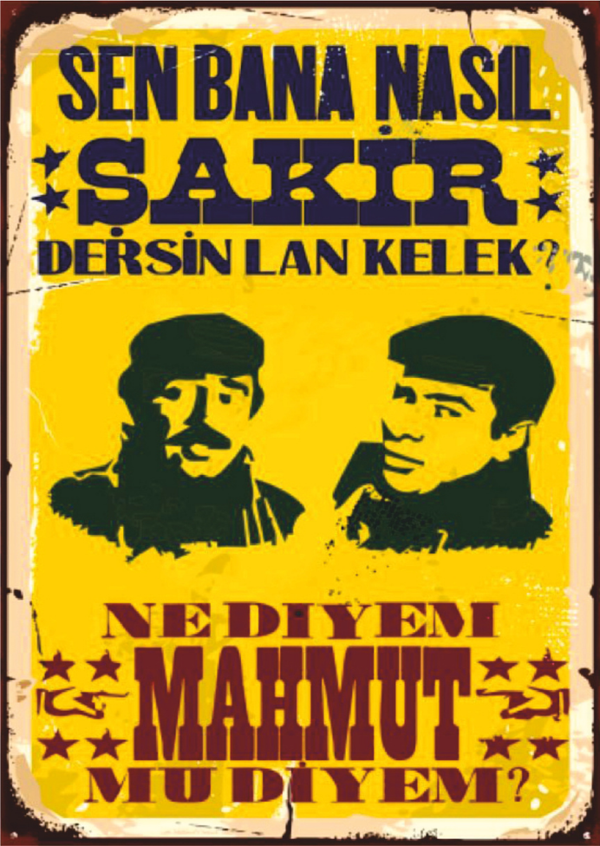 Mahmut ile Şakir Retro Ahşap Tablo - Yeşilçam Replikli Esprili Tasarım - Image 1