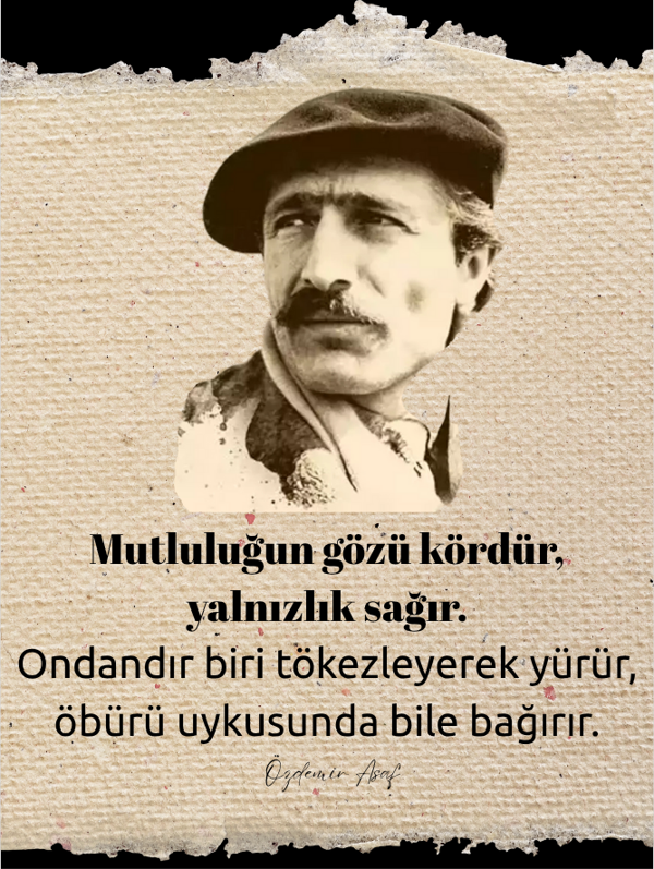 Mutluluğun Gözü Kördür Yalnızlık Sağır Yazılı Ahşap Retro Poster Tablo - Image 1