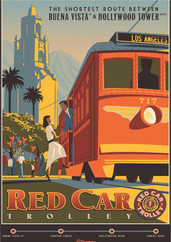 Red Car Trolley Retro Poster | Ahşap Duvar Tablosu - Image 1