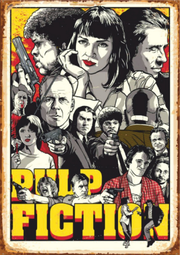 Pulp Fiction Retro Ahşap Tablo - Tarantino Temalı Film Posteri Tasarımı - Image 1