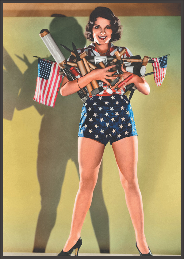 Retro Amerikan Temalı Kadın Figürlü Ahşap Tablo – Bağımsızlık Stili - Image 1