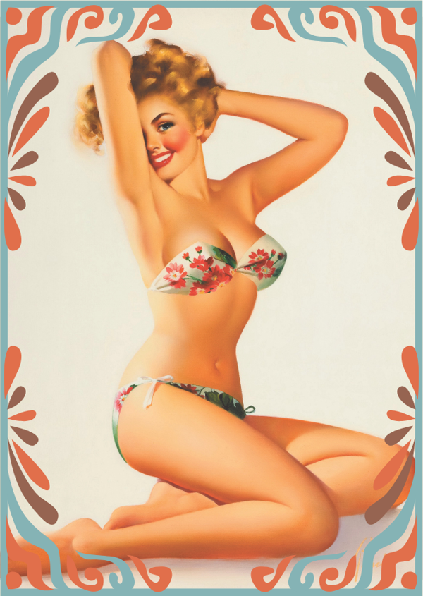 Retro Kadın İllüstrasyonlu Ahşap Tablo - Vintage Tarz Duvar Dekoru - Image 1