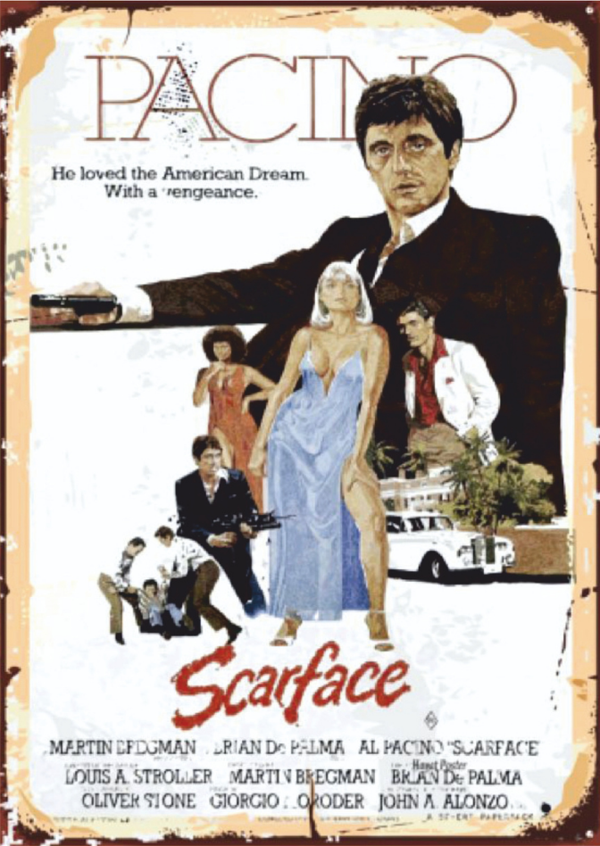 Scarface Retro Ahşap Tablo - Al Pacino Poster Tasarımı - Image 1