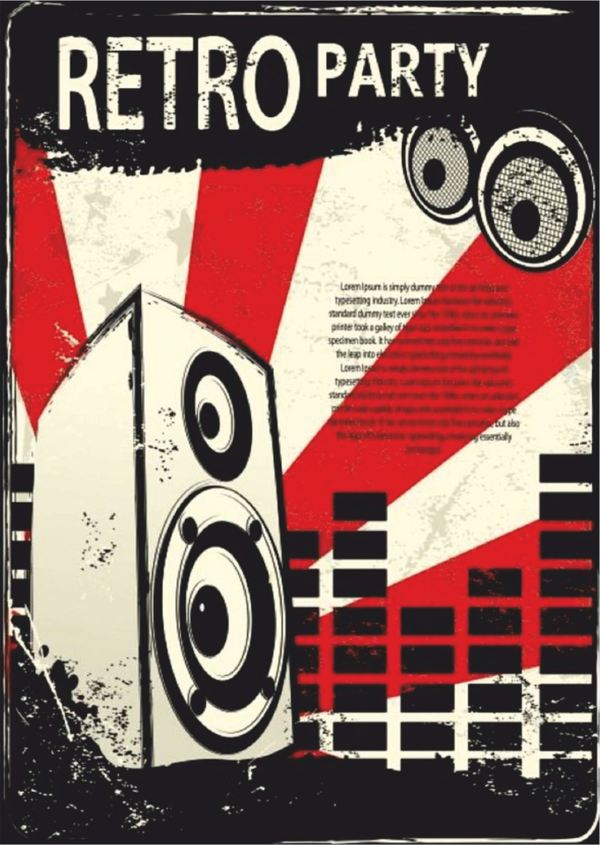 Retro Party Hoparlör Temalı Ahşap Tablo - Vintage Müzik Poster Tasarımı - Image 1