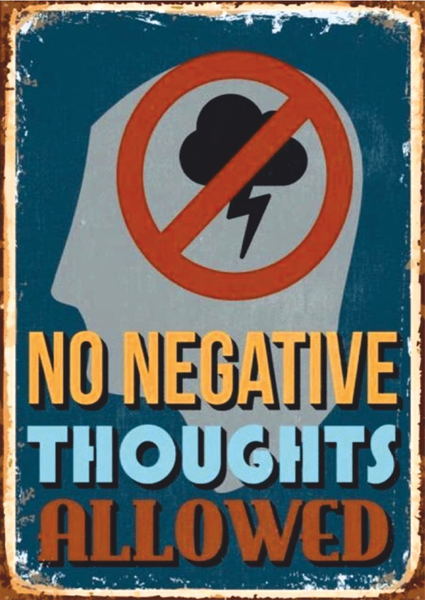 No Negative Thoughts Allowed Yazılı Ahşap Retro Pozitif Düşünce Poster Tablo - Image 1