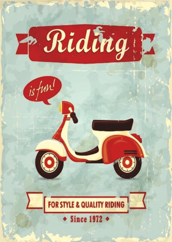 Retro Scooter Ahşap Tablo - Vintage Riding Temalı Nostaljik Tasarım - Image 1