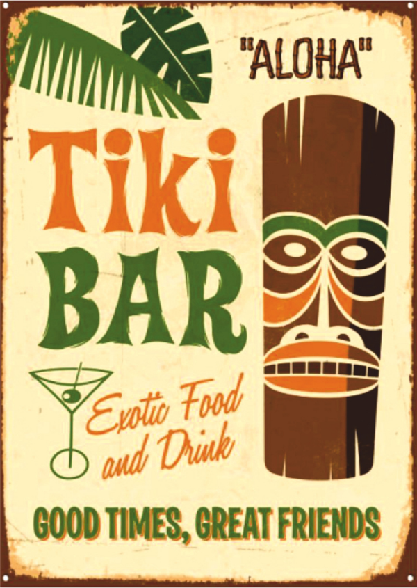Tiki Bar Retro Ahşap Tablo - Aloha Temalı Tropikal Kokteyl & Egzotik Dekor - Image 1
