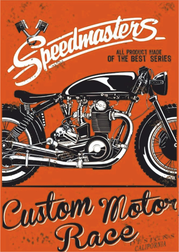 Speedmasters Custom Motor Race Temalı Ahşap Retro Yarış Motosikleti Poster Tablo - Image 1
