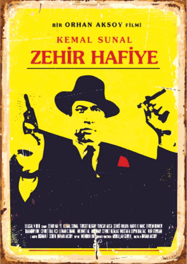 Zehir Hafiye Film Afişi Retro Ahşap Tablo – Kemal Sunal Temalı Sarı Siyah Vintage Tasarım - Image 1