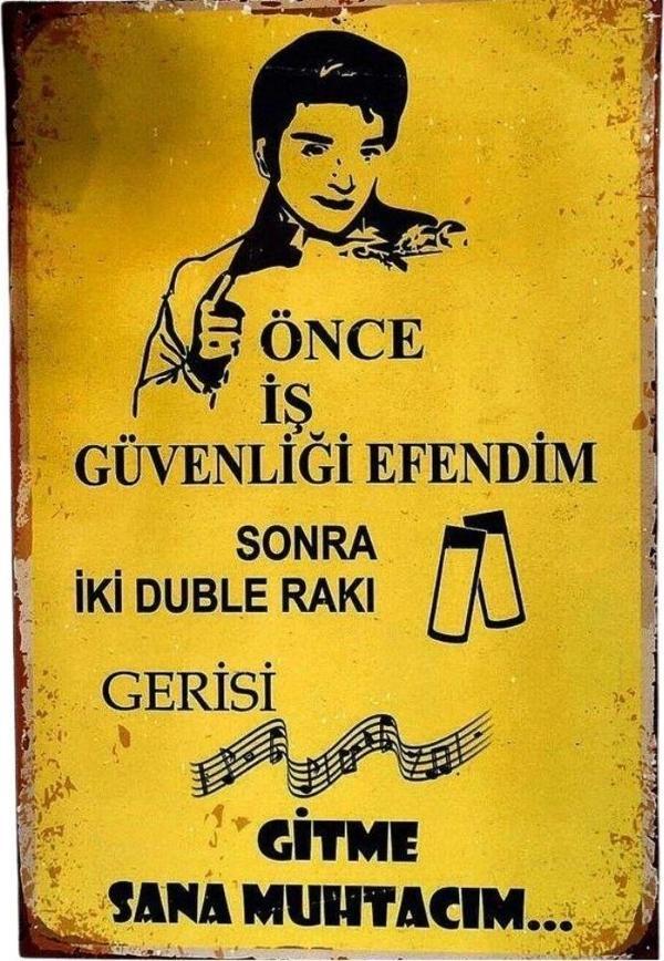 Zeki Müren Önce İş Güvenliği Ahşap Retro Vintage Poster - Image 1