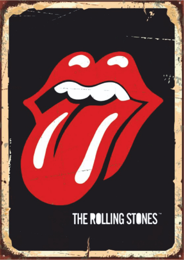 The Rolling Stones Retro Ahşap Tablo - İkonik Dil ve Dudak Logosu Tasarımı - Image 1
