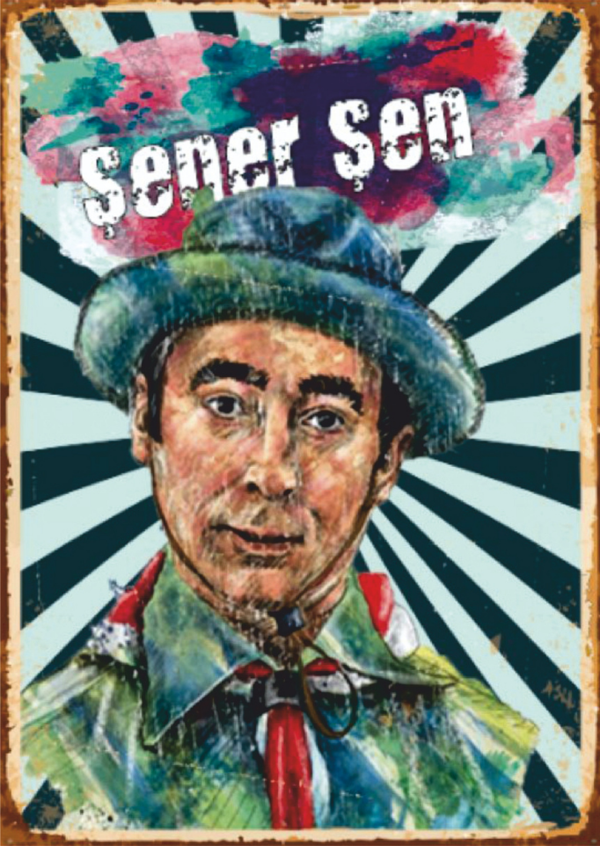 Şener Şen Portre Retro Ahşap Tablo - Yeşilçam Efsanesi Temalı Sanatsal Tasarım - Image 1