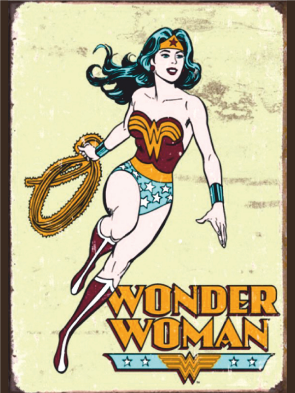 Wonder Woman Retro Ahşap Poster Tablo | DC Comics Vintage Süper Kahraman Dekoru - Image 1