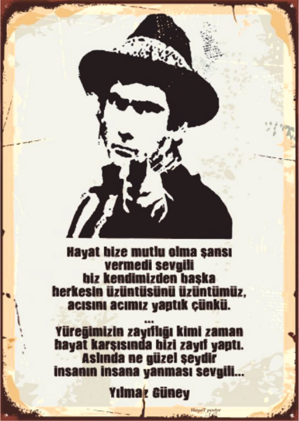 Yılmaz Güney Sözlü Retro Ahşap Tablo – Hayat ve Sevgili Temalı Duygusal Tasarım - Image 1