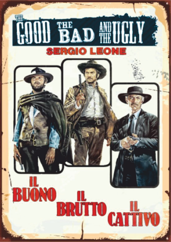 The Good The Bad and The Ugly Retro Ahşap Tablo - Spagetti Western Film Afişi - Image 1