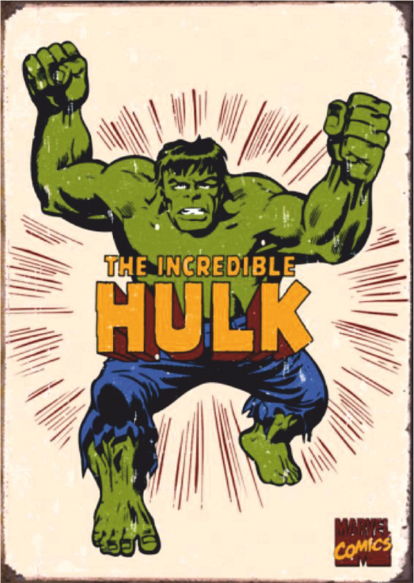 The Incredible Hulk Marvel Temalı Ahşap Retro Poster Tablo - Image 1