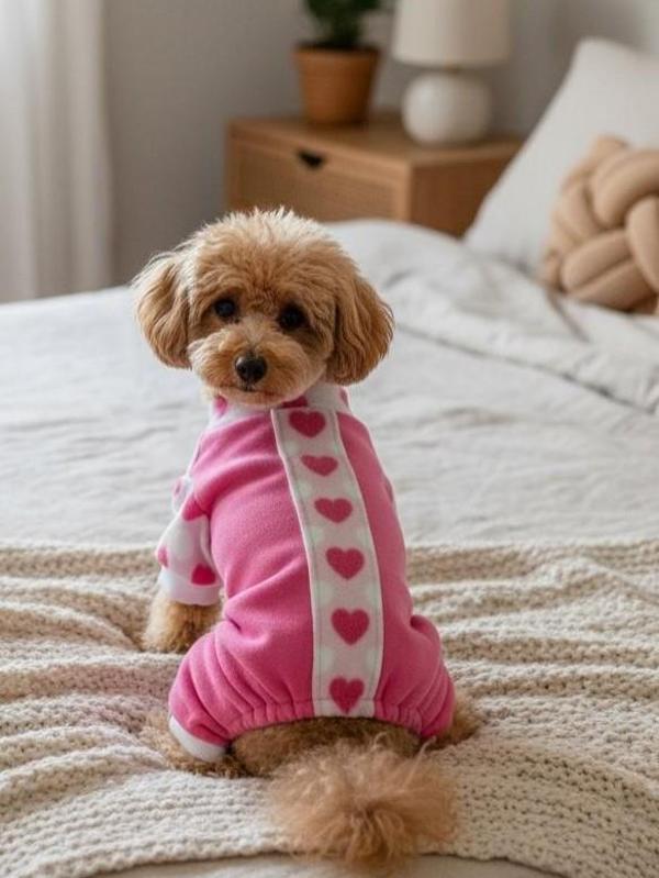 Pinky Hearts Polar Köpek Tulum Pijama - Image 1