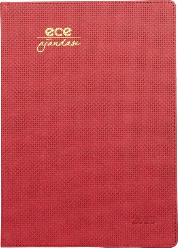 ECE AJANDASI ÇEŞME 2026 Kırmızı - Haftalık 110 gr. İthal Kağıt Sert Kapak 19,5x28 - Image 1