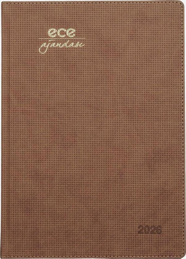 ECE AJANDASI ÇEŞME 2026 Taba - Haftalık 110 gr. İthal Kağıt Sert Kapak 19,5x28 - Image 1