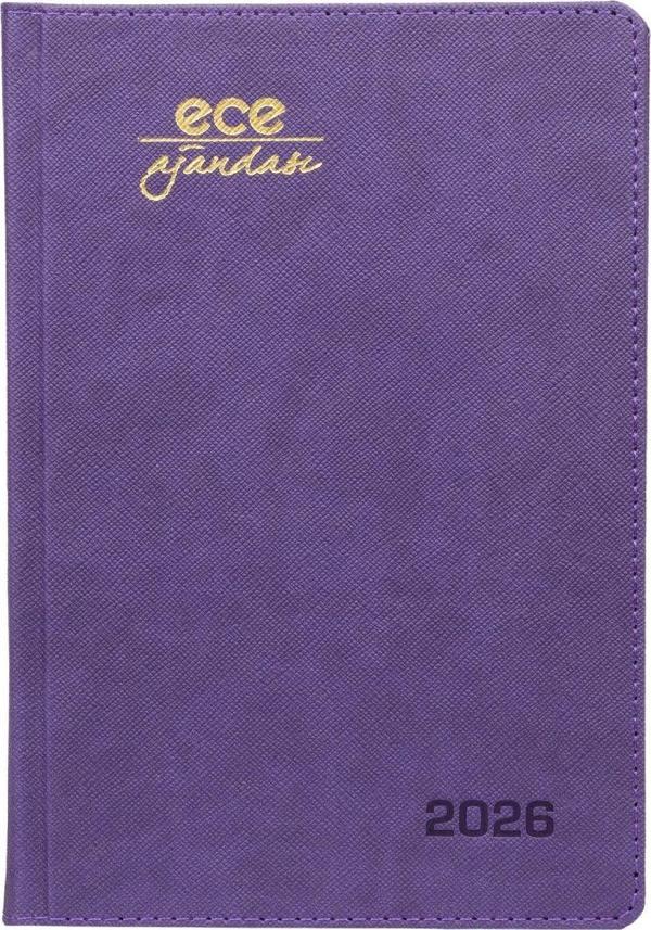 ECE AJANDASI DATÇA 2026 Mor - Günlük Kareli Sert Kapak 14x20 - Image 1