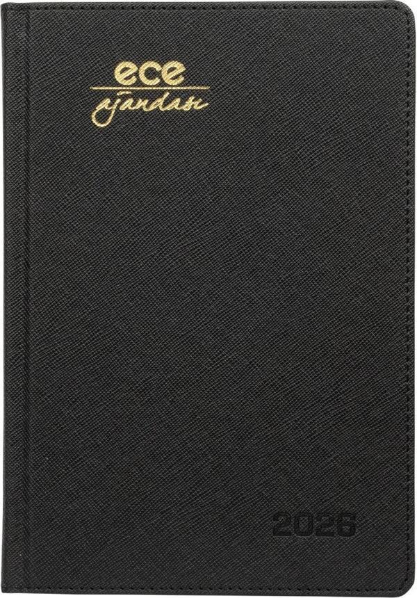 ECE AJANDASI DATÇA 2026 Siyah - Günlük Kareli Sert Kapak 14x20 - Image 1