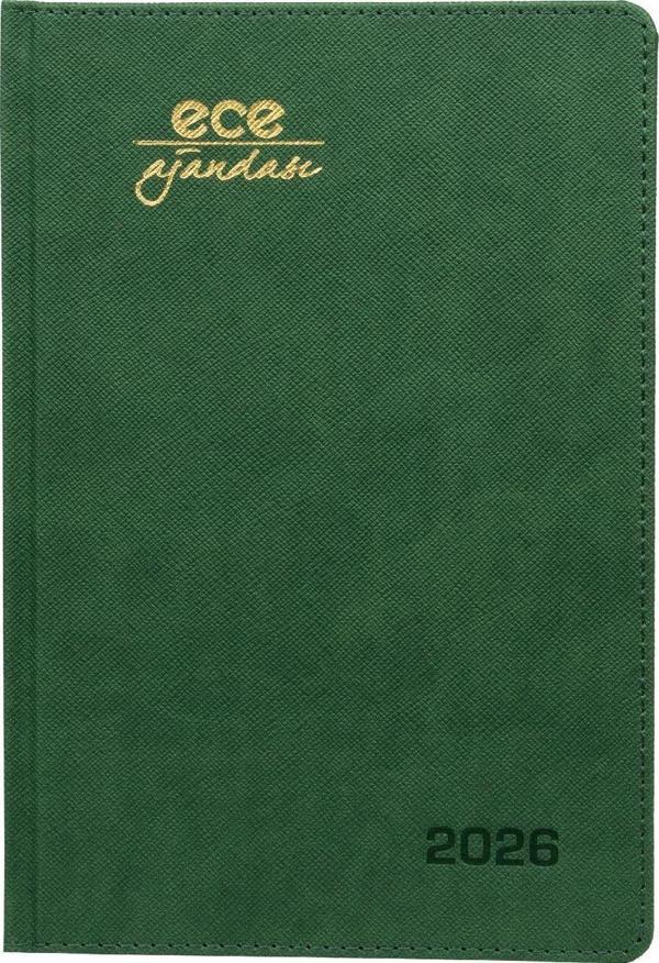 ECE AJANDASI DATÇA 2026 Yeşil - Günlük Kareli Sert Kapak 14x20 - Image 1
