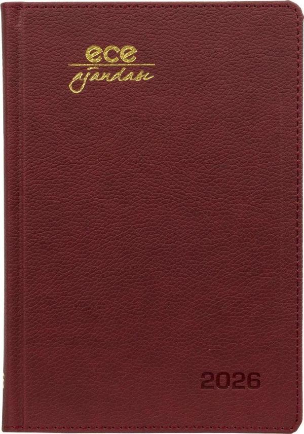 ECE AJANDASI KEMER 2026 Bordo - Günlük Çizgili Sert Kapak 14x20 - Image 1