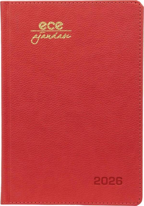 ECE AJANDASI KEMER 2026 Kırmızı - Günlük Çizgili Sert Kapak 14x20 - Image 1