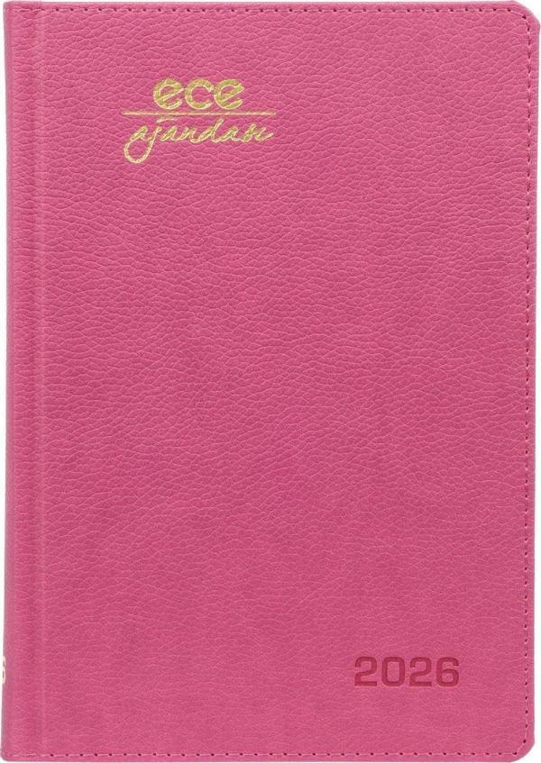 ECE AJANDASI KEMER 2026 Koyu Pembe - Günlük Çizgili Sert Kapak 14x20 - Image 1