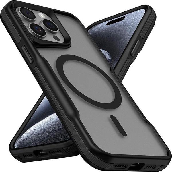 Apple iPhone 15 Pro Max Kılıf M-safe Şarj Özellikli Renkli Kenar Airbag Şeritli Zore Lamer Kapak - Image 1