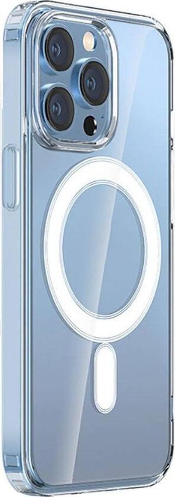 Apple iPhone 15 Pro Max Kılıf M-safe Şarj Özellikli Şeffaf Sert PC Zore Embos Kapak - Image 1