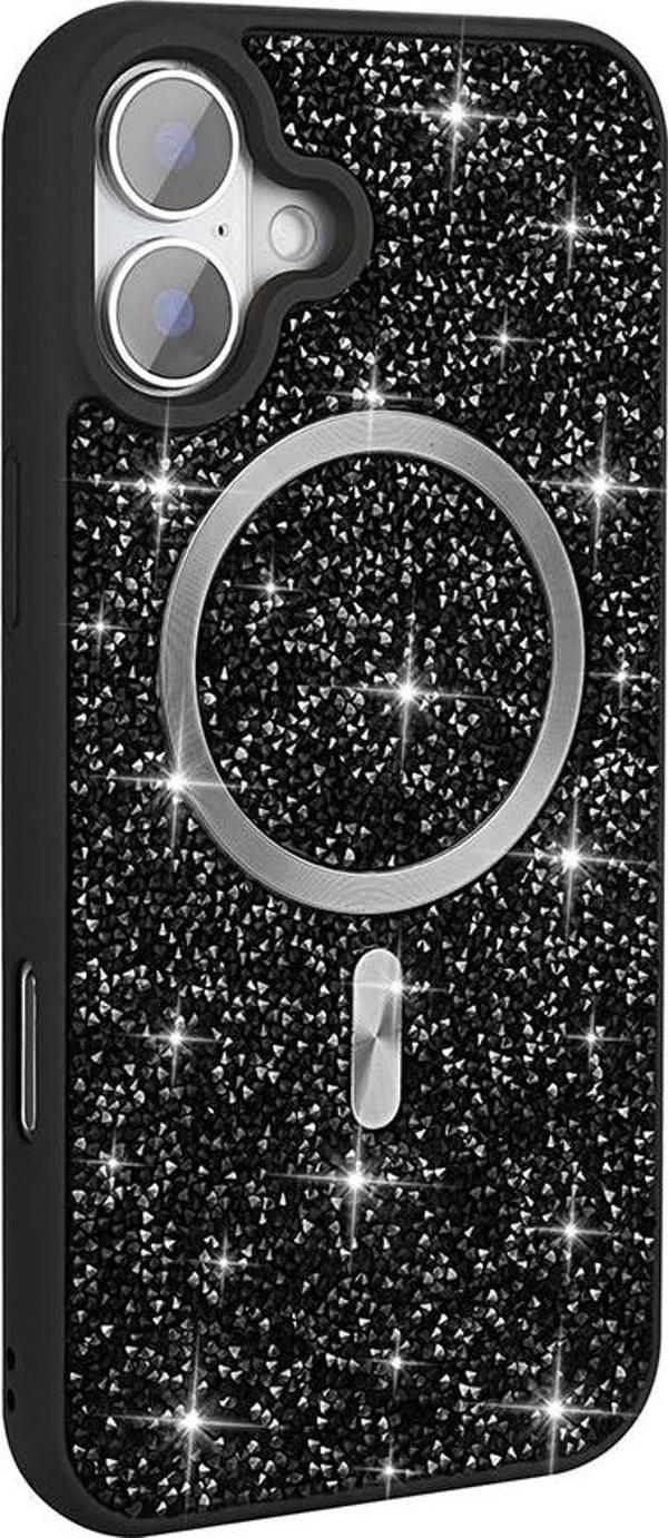 Apple iPhone 16 Kılıf Pırlanta Tasarımlı M-safe Şarj Özellikli Zore Mozaik Silikon Kapak - Image 1