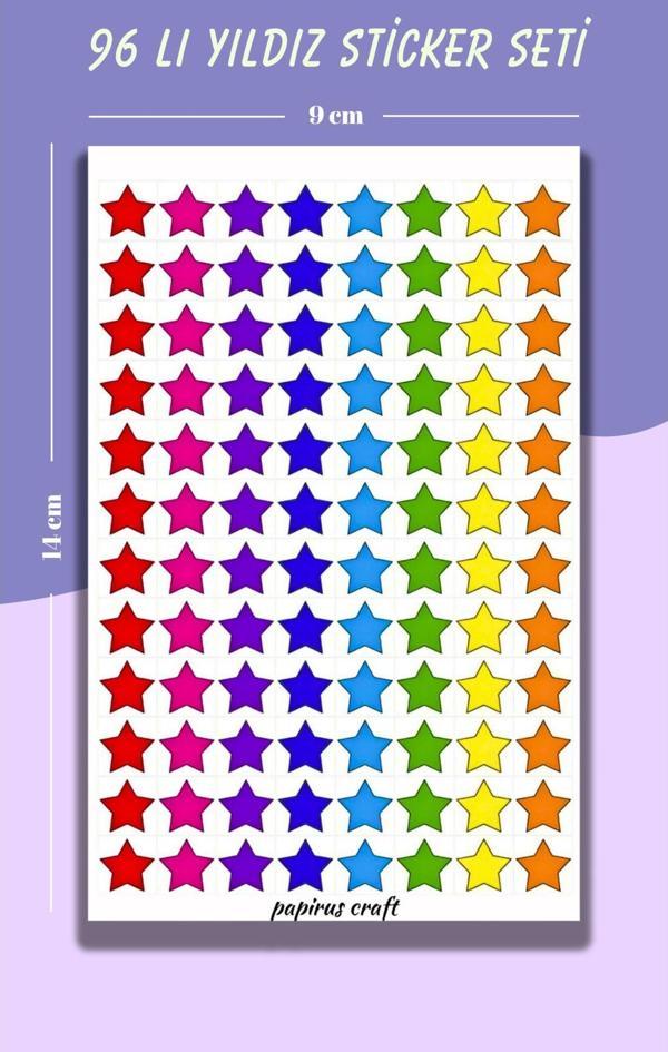Papirus Craft 96 Lı Yıldız Sticker Çıkartma , Okul , Tebrik Stickerı - Image 1