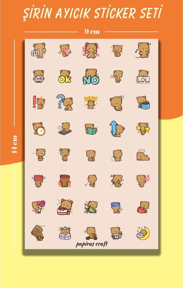 Papirus Craft Şirin Ayıcık 40 Lı Sticker Çıkartma - Image 1