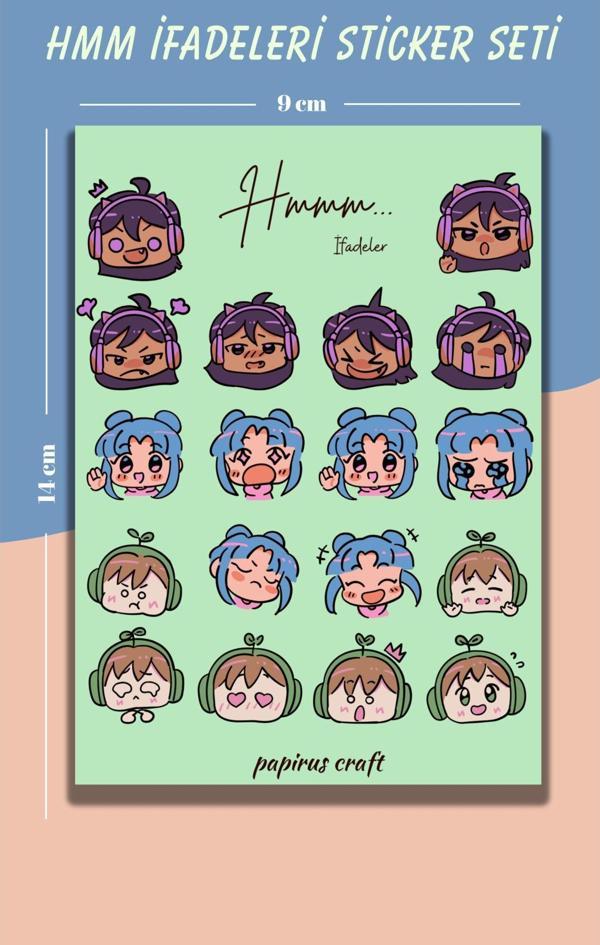 Papirus Craft Hmm İfadeleri Yeşil Sticker , Çıkartma , Etiket Seti - Image 1