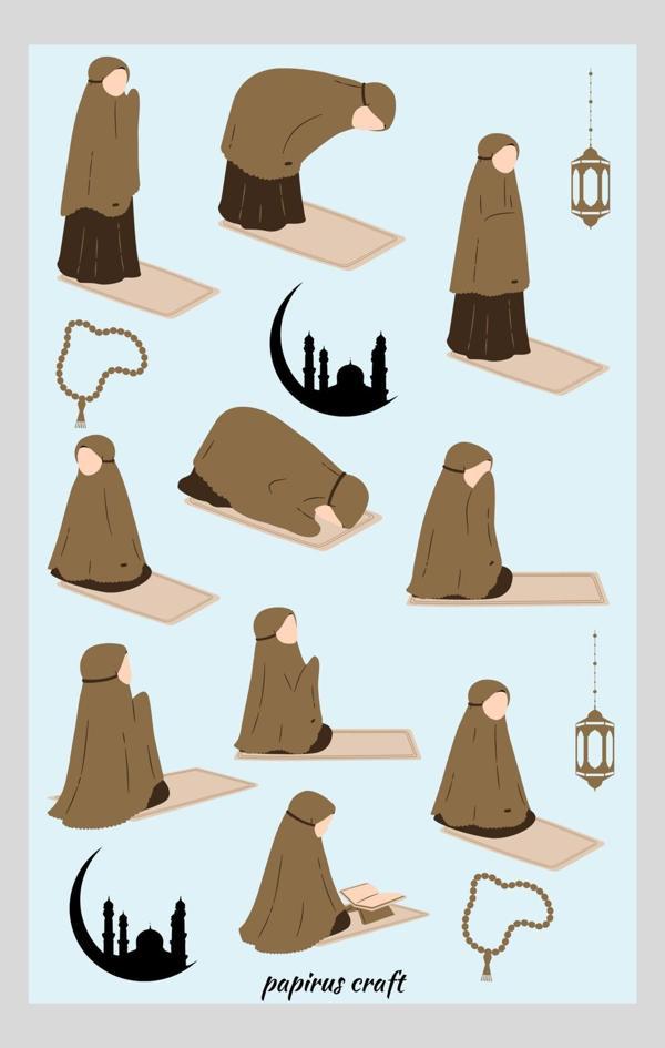 Papirus Craft Tesettürlü Kadın 16 Lı Sticker Çıkartma - Image 1