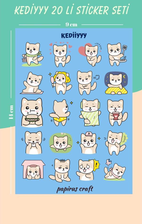 Papirus Craft Kedi 20 Li Sticker Çıkartma - Image 1