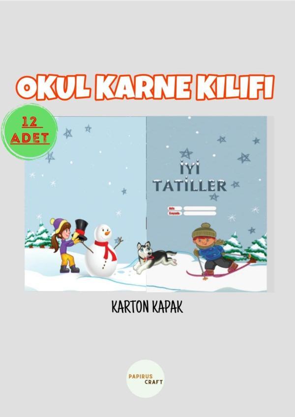 Papirus Craft Kış Temalı Karne Kılıfı , Karne Kabı , 12 Adet , Karne Hediyesi , Öğrenci , Karne , 15 Tatil - Image 1