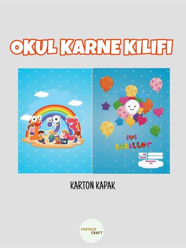 Papirus Craft Balonlu Karne Kılıfı , 10 Adet , Karne Kabı , Karne Hediyesi , Öğrenci , Karne - Image 1