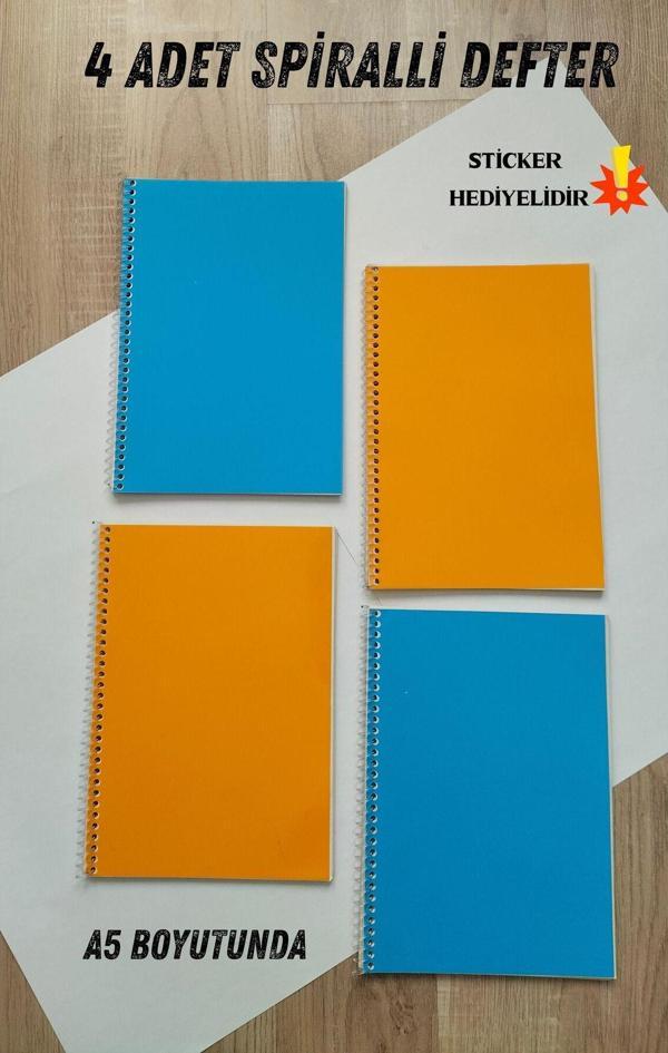 Papirus Craft A5 Spiralli Okul Defteri 80 Sayfa 4'Lü Set - Image 1