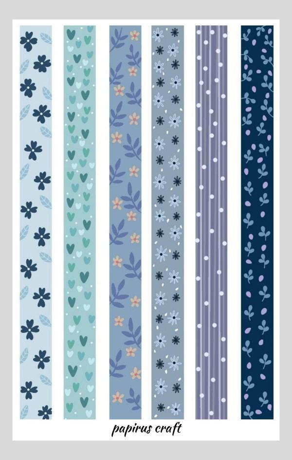 Papirus Craft Craft6 Lı Mavi Temalı Şerit Bant Sticker Çıkartma - Image 1